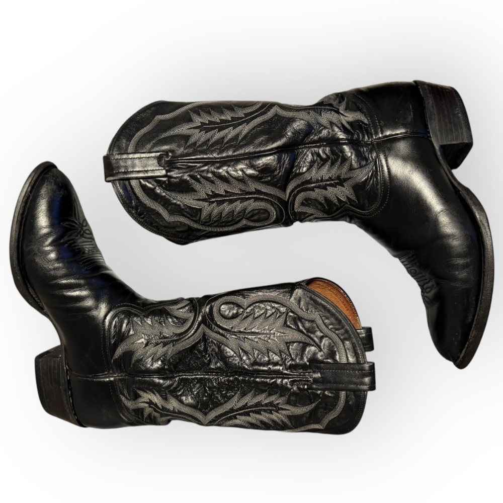 Vintage Tony Lama Black Leather Cowboy Boots Men’s 9.5D – Goodyear Welt Ultra